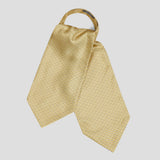 Yellow silk foulard cravat featuring a sophisticated blue looping rope print for a versatile, nautical-inspired spring look.