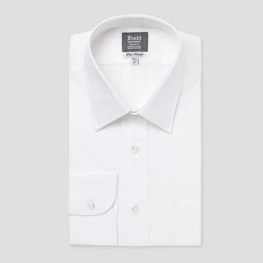 Tailored Fit Plain Pinpoint Oxford Button Cuff Shirt in White