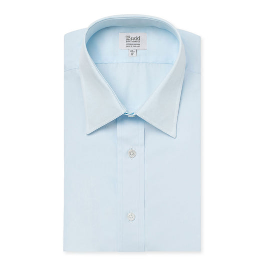 Classic Fit Plain Poplin Button Cuff Shirt in Sky Blue
