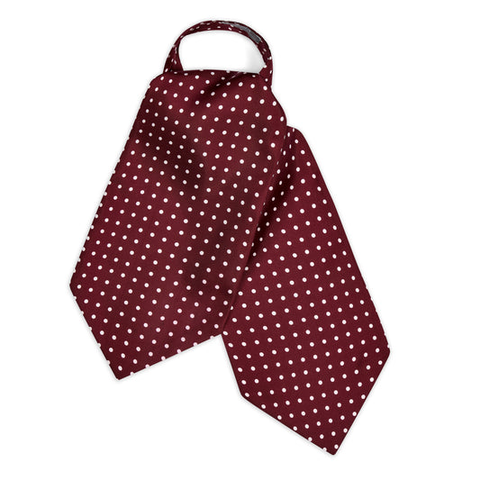 Medium Spot Foulard Silk Cravat in Burgundy and White