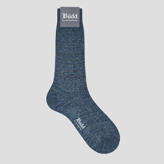 Linen Short Socks in Denim Blue
