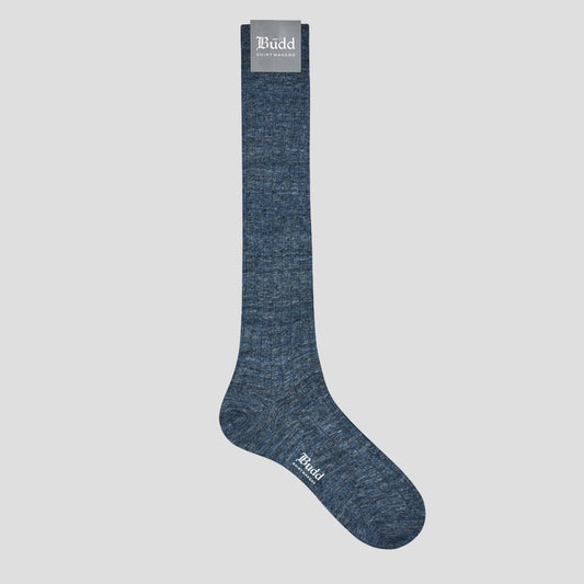 Linen Long Socks in Denim Blue