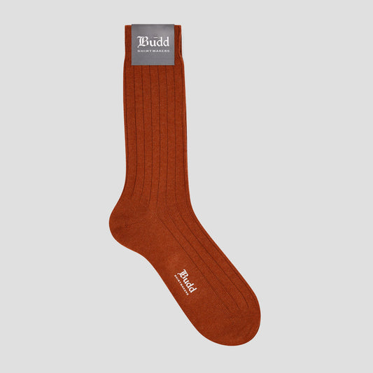 Plain Cashmere Short Socks in Burnt Orange