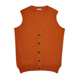 Cashmere sleeveless cardigan in orange