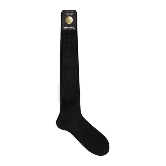 Plain 100% Silk Long Socks in Black