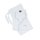 Men's white cotton poplin pyjamas with California blue hand-piping