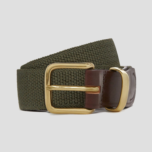 Bridle Leather Webbing Belt in Khaki
