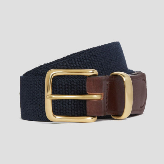 Bridle Leather Webbing Belt in Navy