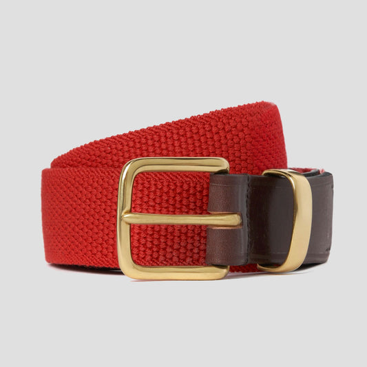 Bridle Leather Webbing Belt in Red