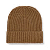 Scottish Cashmere Thick Ribbed Beanie Hat in Caramel Tan