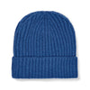 Scottish Cashmere Thick Ribbed Beanie Hat in Coast Blue