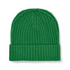 Scottish Cashmere Thick Ribbed Beanie Hat in Grasshopper Green