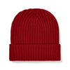 Scottish Cashmere Thick Ribbed Beanie Hat in Ruby Red
