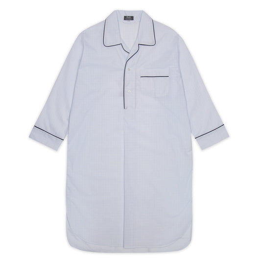 Grid Check Cotton Nightshirt in Blue and Navy Budd Shirts โ Budd