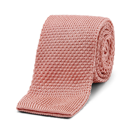Fine Knitted Silk Tie in Light Pink