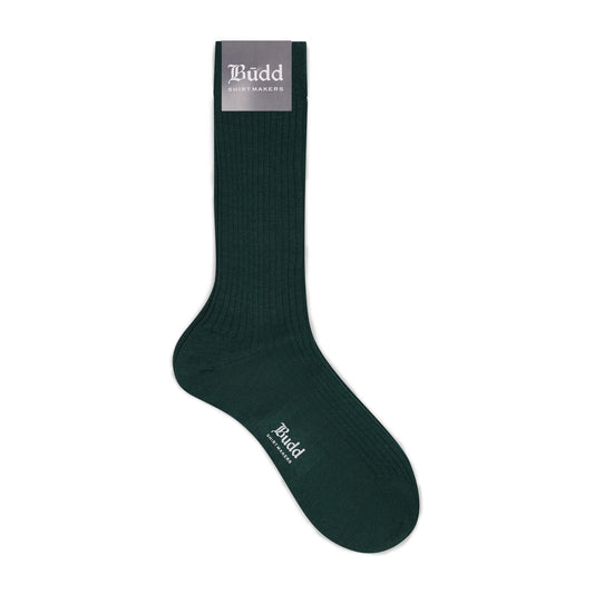 Short Wool and Silk Socks in Forest Green