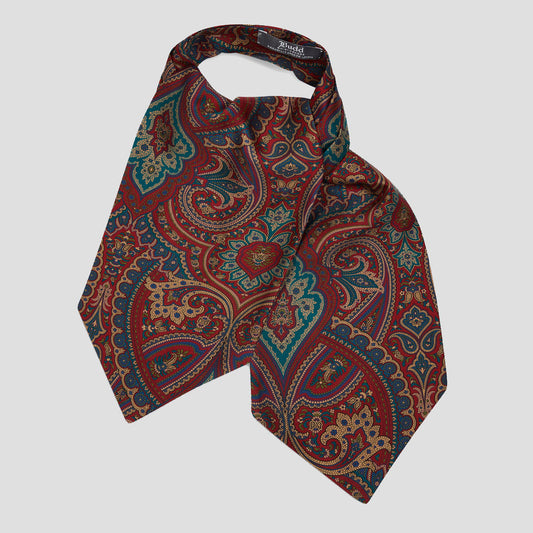 Exotic Paisley Silk Cravat in Red