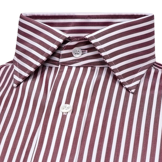Exclusive Budd Stripe Tailored Fit Shirt in Burgundy
