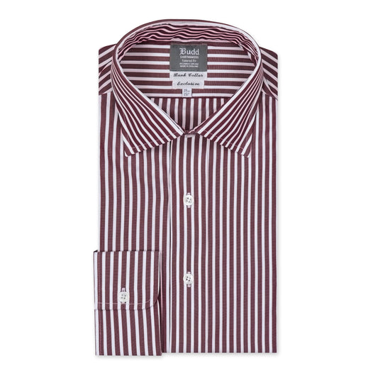 Exclusive Budd Stripe Tailored Fit Shirt in Burgundy Budd Shirtmakers Ltd Exclusive Budd Stripe Tailored Fit Shirt in Burgundy Budd Shirtmakers Ltd