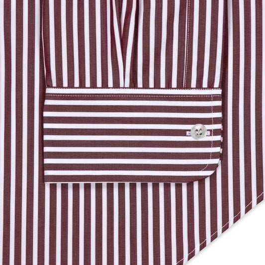 Exclusive Budd Stripe Tailored Fit Shirt in Burgundy