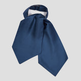 Plain Silk Cravat in Blue in pale grey background