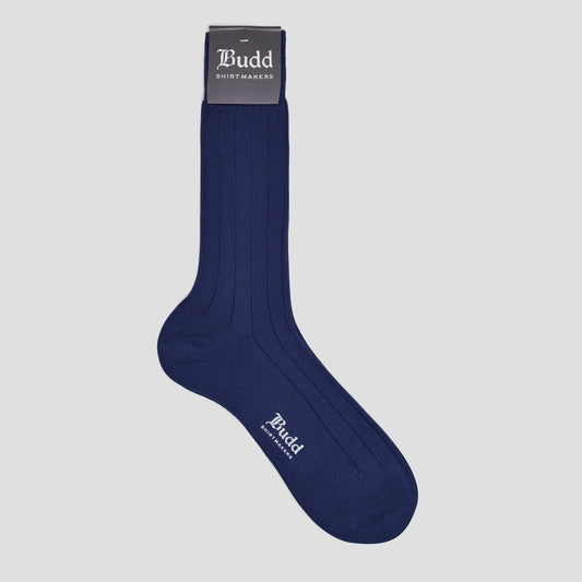Cotton Wide Rib Short Socks in Ink