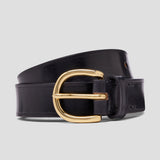Pembridge Bridle Leather Belt in Black on plain pale grey background