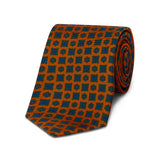 Coffer Rosette Madder Silk Tie in Gold and Green