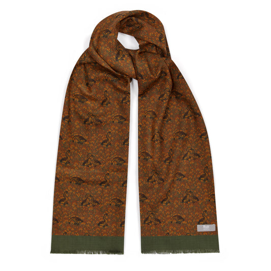 Goosey Gander Tubular Wool and Silk Scarf in Olive Green