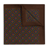 Joyful Rosette Silk Pocket Square in Oak Brown