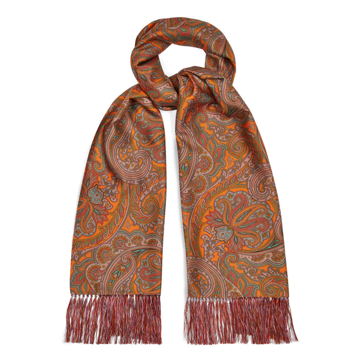 Baroque Paisley Scarf in Orange Budd London