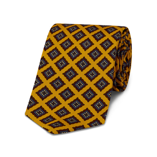 Fancy Coffer Hopsack Silk Tie in Yellow Gold