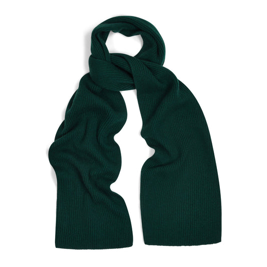 Cashmere Ribbed Scarf in Bottle Green