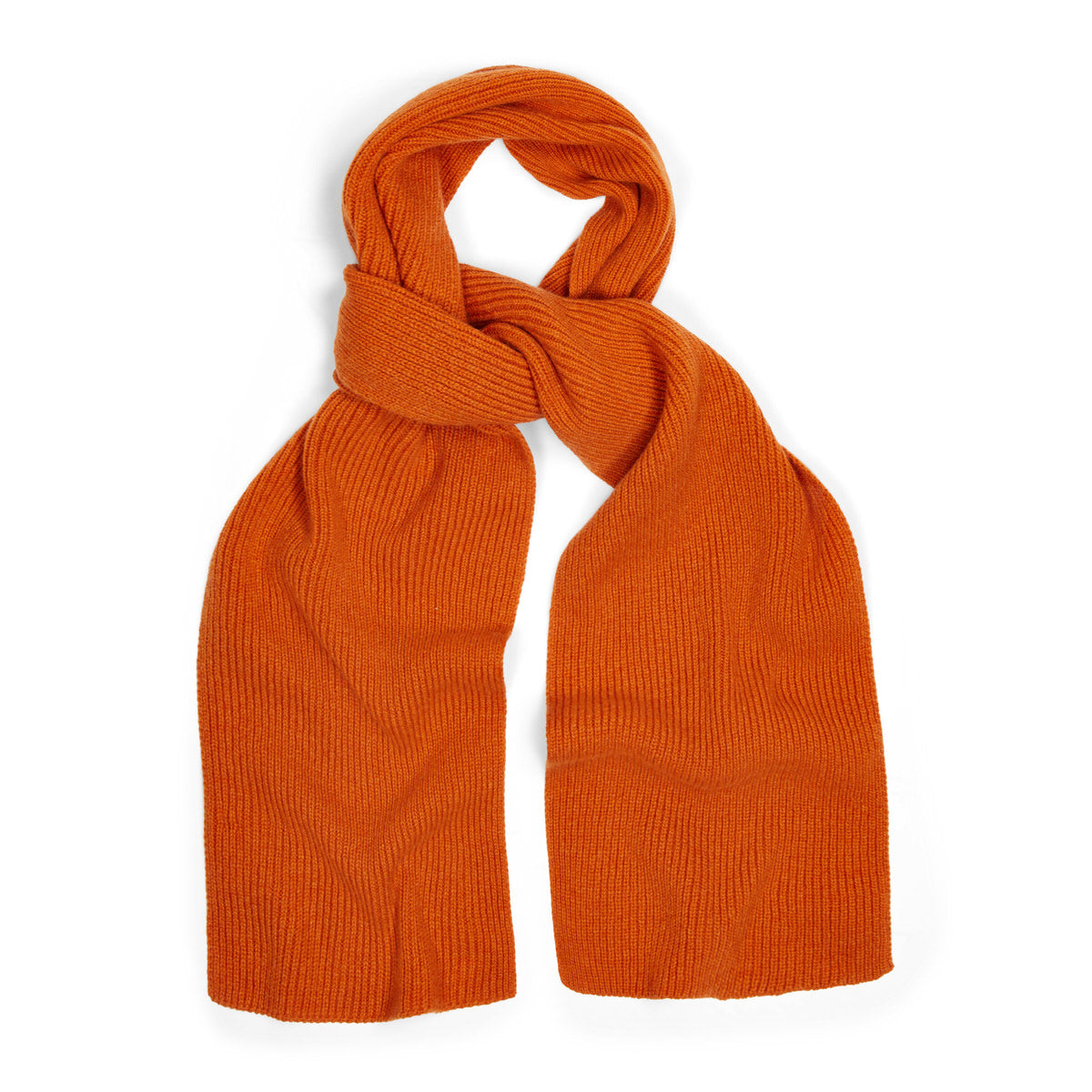Cashmere Ribbed Scarf in Cointreau Budd London