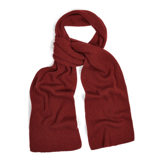 Cashmere Ribbed Scarf in Russet Red
