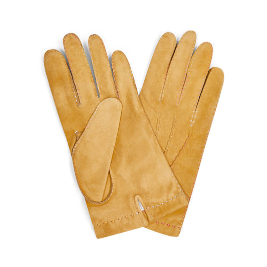Ochre Goatskin / Cashmere Lined Gloves with Contrast Stitching