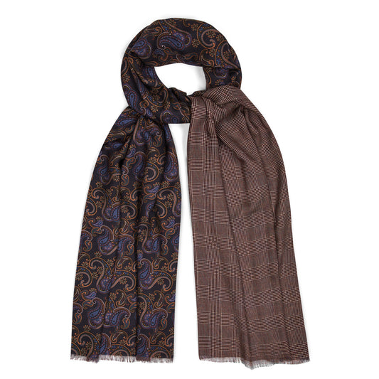 Paisley Double Face Scarf in Navy
