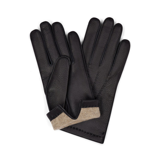 Deerskin Gloves with Cashmere Lining in Black