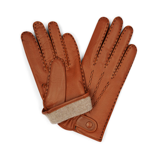 Deerskin Gloves with Cashmere Lining in Tan
