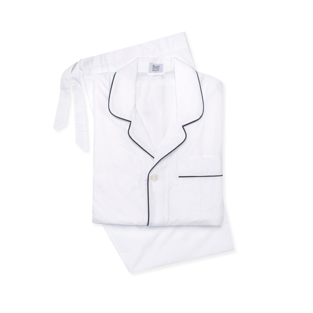 Giza 87 Egyptian Cotton Classic Fit Pyjamas in White and Navy