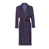 Men's blue and red paisley authentic madder silk dressing gown 
