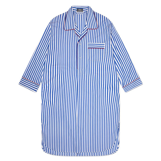 Men's Sea Island Quality Stripe Nightshirt in Royal Blue Budd Shirtmakers Ltd Men's Sea Island Quality Stripe Nightshirt in Royal Blue Budd Shirtmakers Ltd