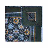 Floral Mosaic Silk Pocket Square in Yew