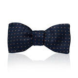 Navy and brown spot silk bow tie