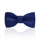 Royal blue and white silk spot bow tie