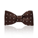 Brown and white spot silk bow tie