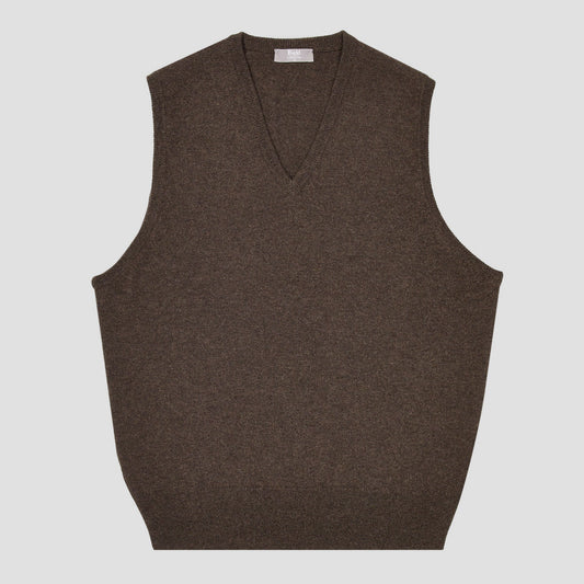 Stanhope Cashmere V-Neck Slipover in Pepperpot