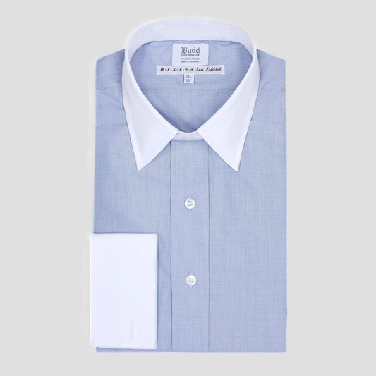 Exclusive Sea Island Cotton Classic Fit Winchester Shirt in Blue End on End