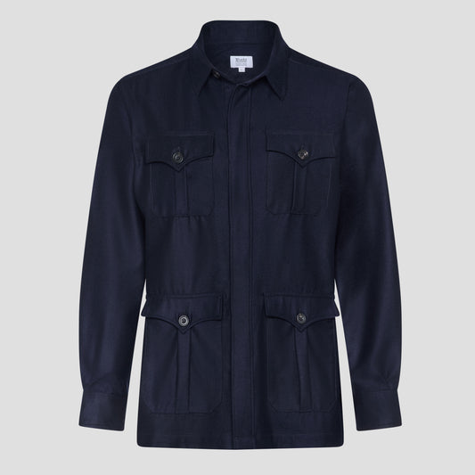 Pure Cashmere Safari Jacket in Navy