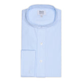 Classic Fit Stripe Poplin Formal Neckband Shirt in Sky Blue